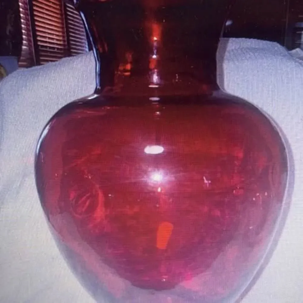 Large Ruby Red Glass Urn Vase